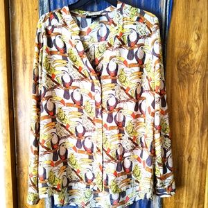 Women's Toucan Print Hi-Lo Blouse